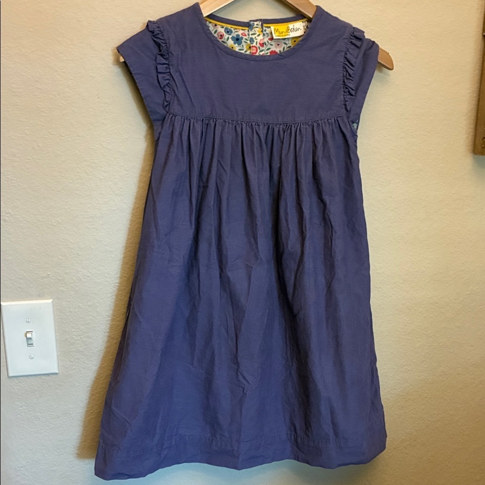 Mini Boden Purple Ruffle Sleeve Dress size 9-10